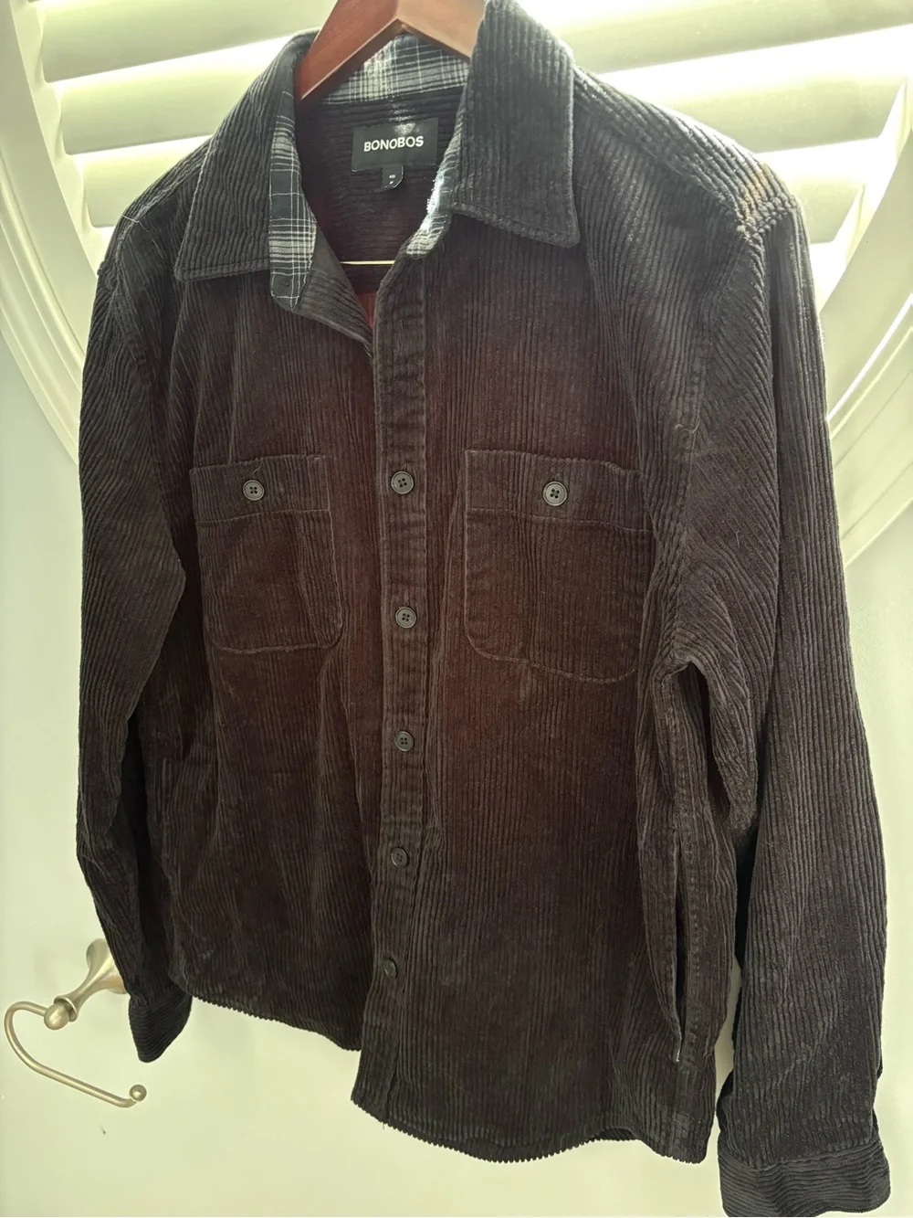 Bonobos black corduroy shirt jacket size medium